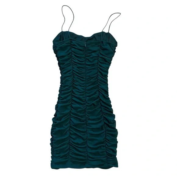 THATSSOFETCH Ballina Mesh Ruched Mini Dress Bodycon Y2K Emerald Green AU 8 US 4 - Picture 6 of 14